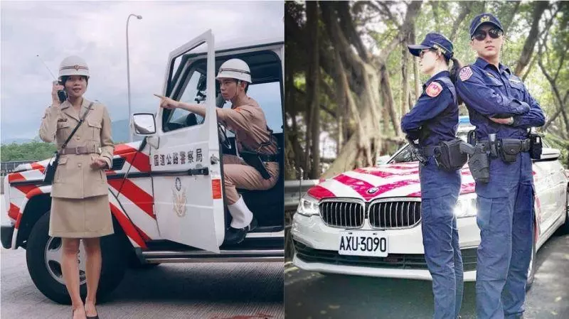 女警懷舊制服秀美腿 「窄褲裙+鋼盔」網友暴動了