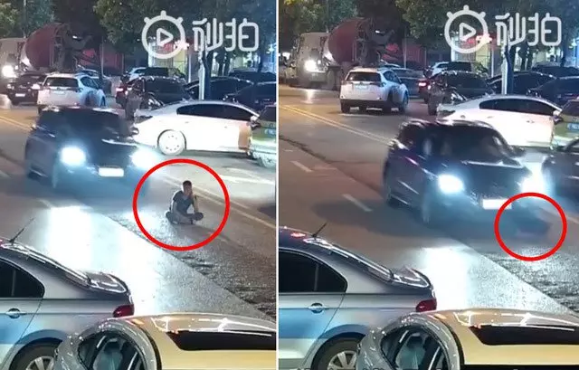 坐在路中央講電話 男子遭車輛兩度輾壓
