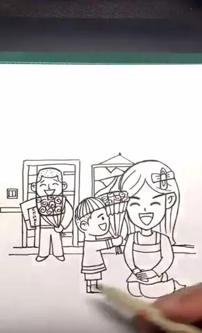 白紙大地上只寥寥幾個簡單文字!創意創作家秒筆生輝,沒幾秒功夫變出「超溫馨」意境圖畫!