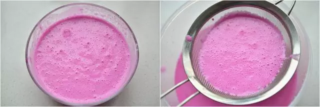 火龍果做涼皮,不用和面,水一衝,放熱水裡一燙就做成了