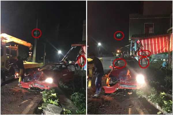 屏東凌晨車禍現場,驚現「詭異綠光」,網友一看照片全身發毛:「快去拜拜」!