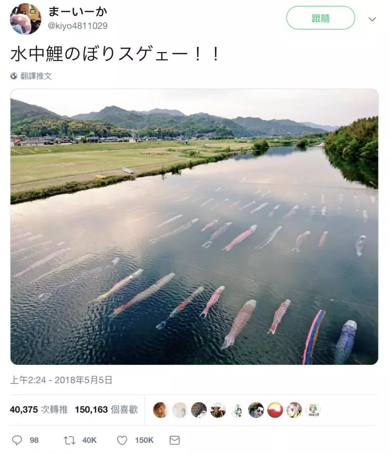 日本又有神創意! 「水裡掛鯉魚旗」引起各國網友讚:想去朝聖啊