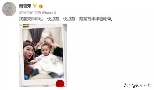 謝杏芳貴婦打扮帶兒子理髮,2歲小羽表情嚴肅越長越像林丹!