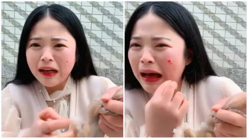 生吞章魚遭逆襲!扒臉吸到變形,女主播噴血飆淚!