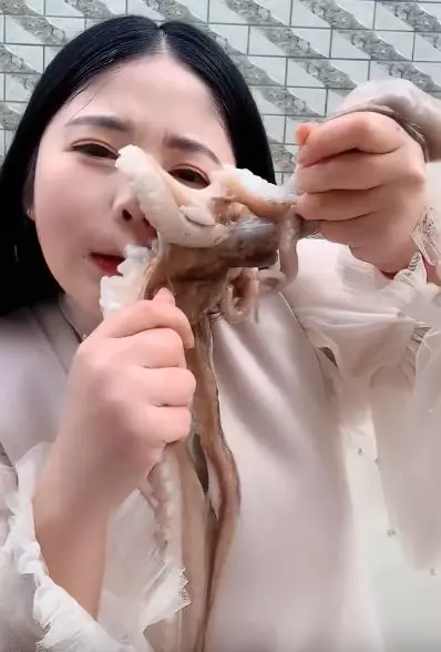 女主播生吞八爪魚被吸住❗ 哭著扯至「臉部扭曲」破相噴血? 網民: 活該‼