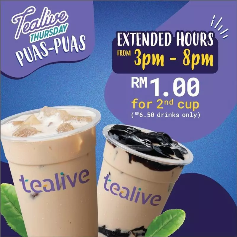 Tealive推出優惠!飲料只需RM1!