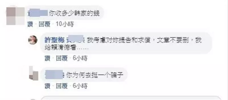 又遭韓黑攻擊 許聖梅心PO文:原來愛與包容不可能