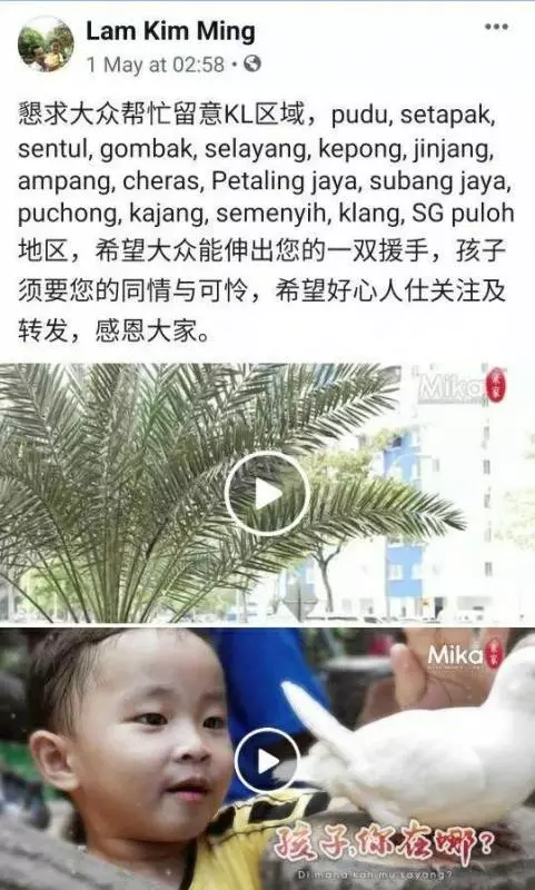 「有誰見過小錦明?」老父苦尋失蹤兒,請求KL好心人關注