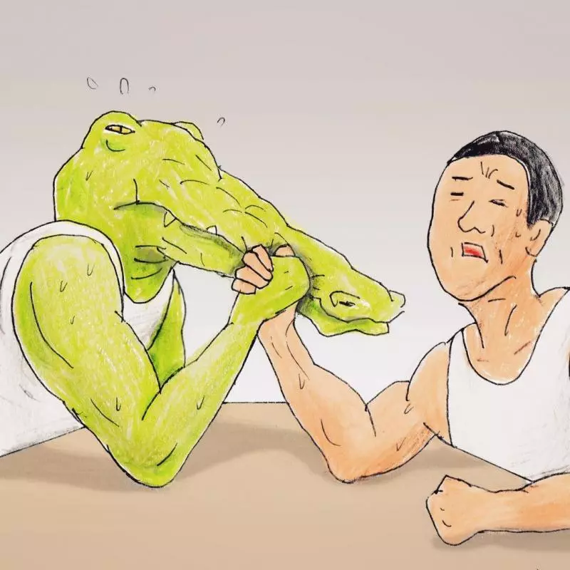 20張腦洞大開「鱷魚無奈日常」的爆笑插畫 安全帽「戴在嘴巴上」超心酸!