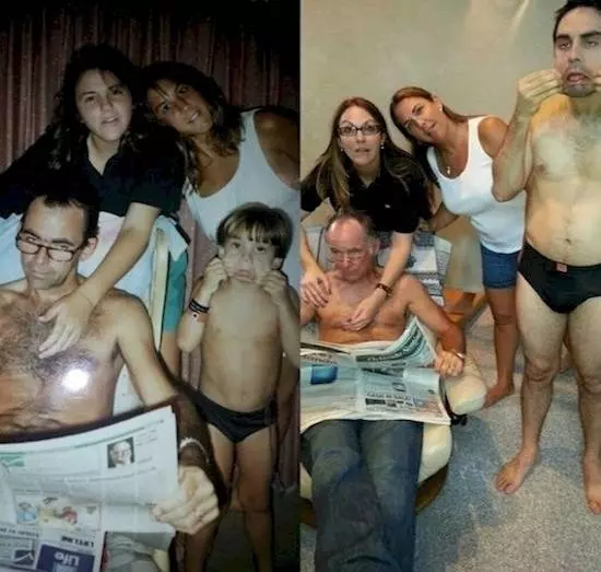(30個網民)「重拍了以前童年的溫馨家庭照」,我才看到第四張就忍不住笑出來了 XDD