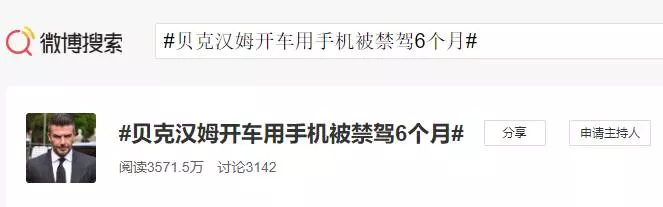 震驚!貝克漢姆開車看了一眼手機,被禁止開車6個月