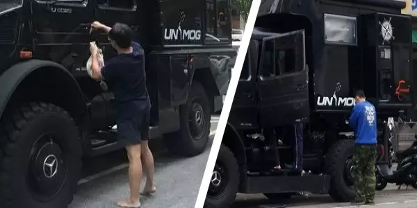 賓士千萬露營車,霸氣溢出停車格!網友驚見車主:果然是幹大事的人!