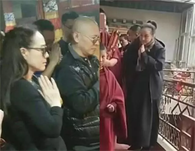 57歲利智陪李連杰現身禮佛,穿海清長衫疑已皈依佛門