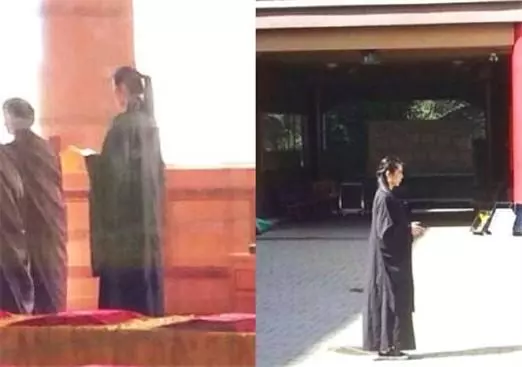 57歲利智陪李連杰現身禮佛,穿海清長衫疑已皈依佛門
