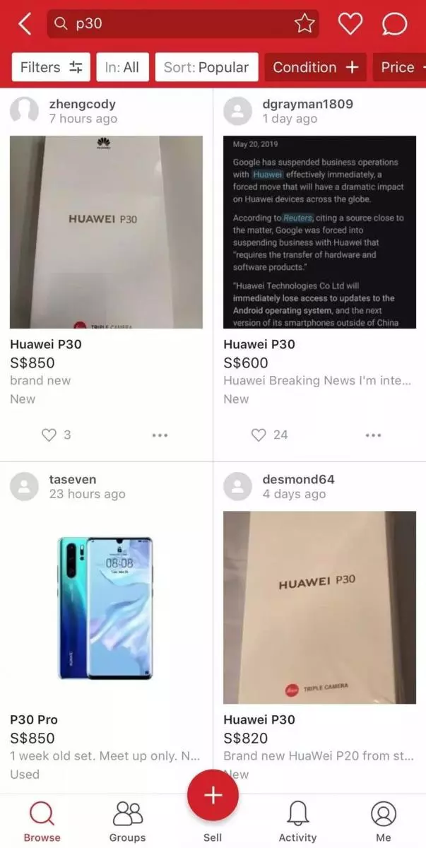 華為手機在新加坡涼涼?!大量用戶降價拋售二手機,網友表示不敢冒險