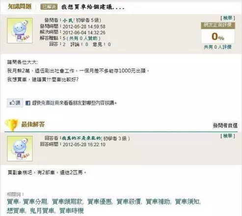 10個讓你回憶大爆發的「經典知識+神回覆」 他:月入2萬應該買什麼車?