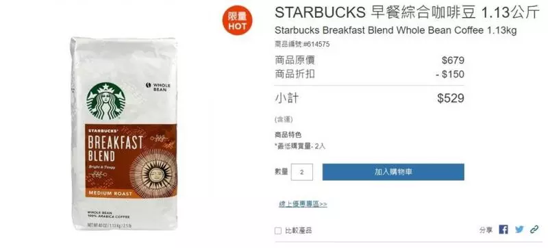 500元有找!好市多星巴克咖啡豆促銷 網友:線上買更便宜 | 消費生活 | 產業