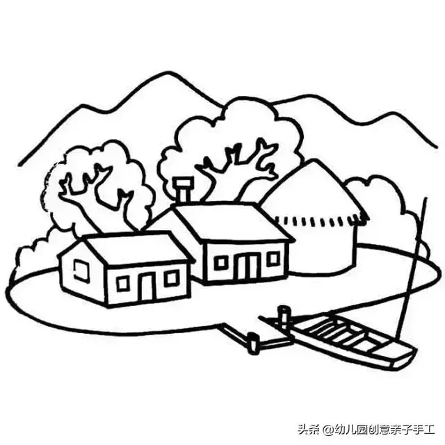 山水田園風光的簡筆畫，和孩子一起感受自然！