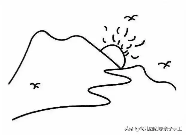 山水田園風光的簡筆畫，和孩子一起感受自然！