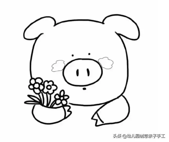 親子簡筆畫 | 可愛小豬