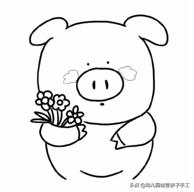 親子簡筆畫 | 可愛小豬