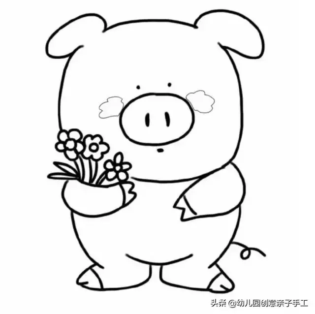 親子簡筆畫 | 可愛小豬