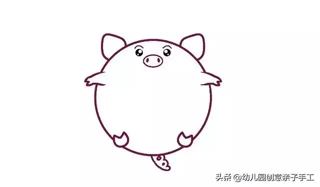 親子簡筆畫 | 可愛小豬