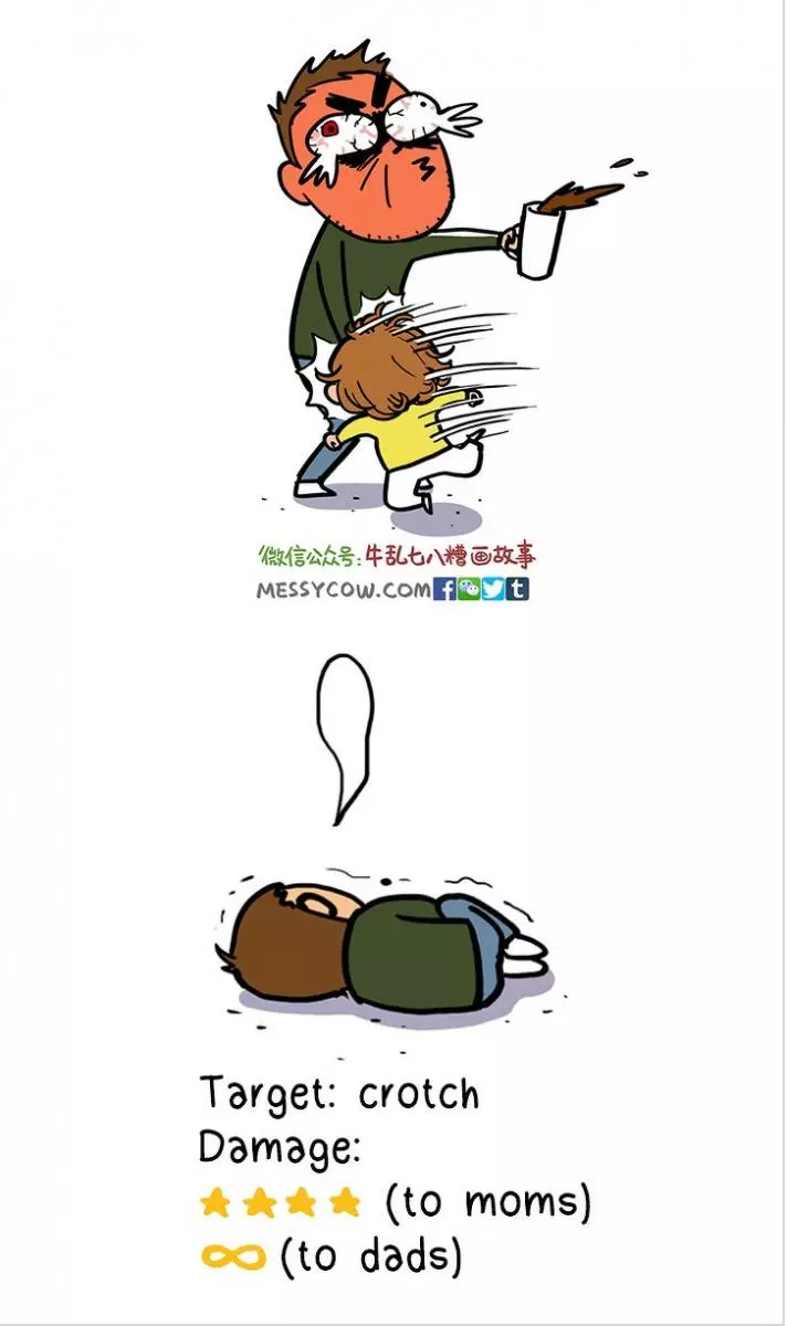 插畫家證明「爸媽是世界最危險行業」 養小孩後身上沒一塊是好的…