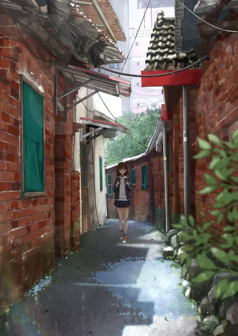 專業繪手把「照片變二次元風景」 超夢幻街道驚現「漫畫少女」網:真的是台灣嗎?
