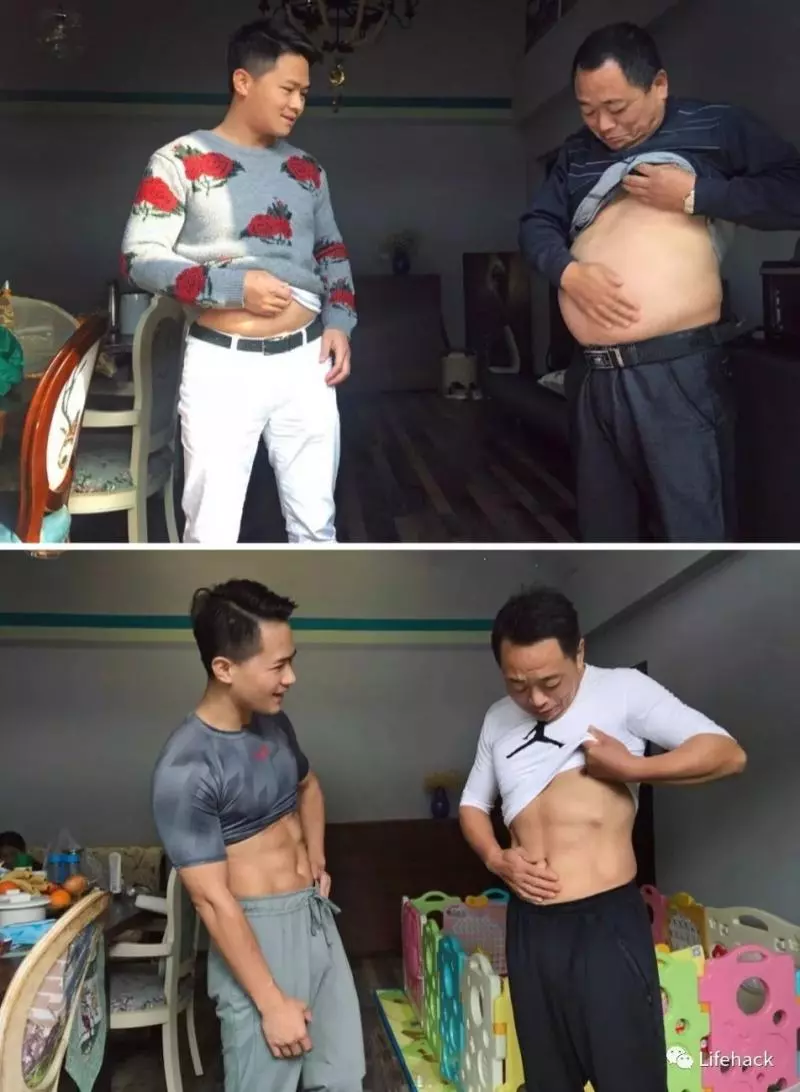 「當肉圓父子變成天菜父子」蛻變過程完整大公開:有六塊腹肌帥慘了
