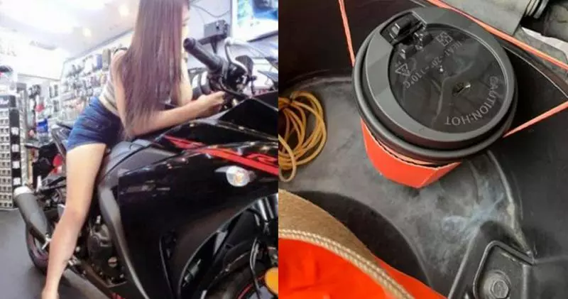 騎機車買飲料沒袋子怎麼辦?她自製「機車杯架」騎12公裡完全沒灑!:生活智慧王就是你