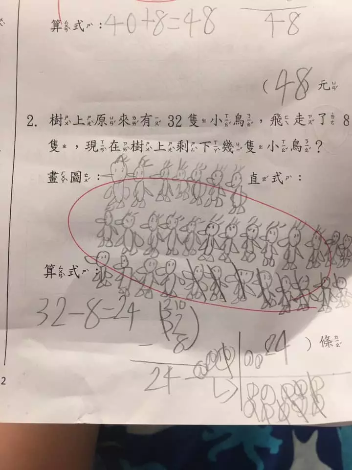 兒數學考卷 狂畫小鳥 媽無奈:要怪誰啊? | 中國報 China Press
