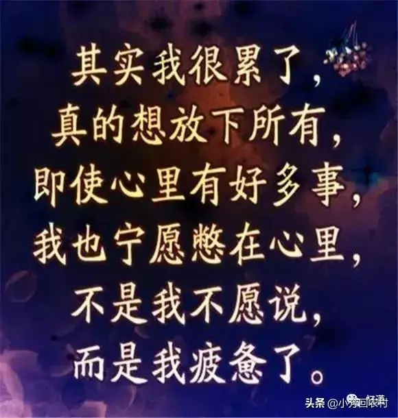 真的很累,心裡有很多事,不是不願說,而是說了也沒用