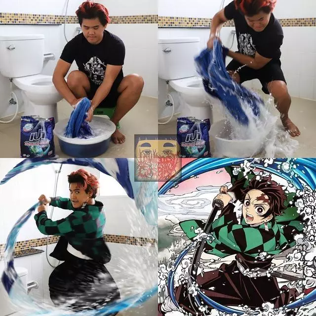 泰國低成本COS小哥的鬼滅之刃系列,炭治郎神還原,無慘太秀了