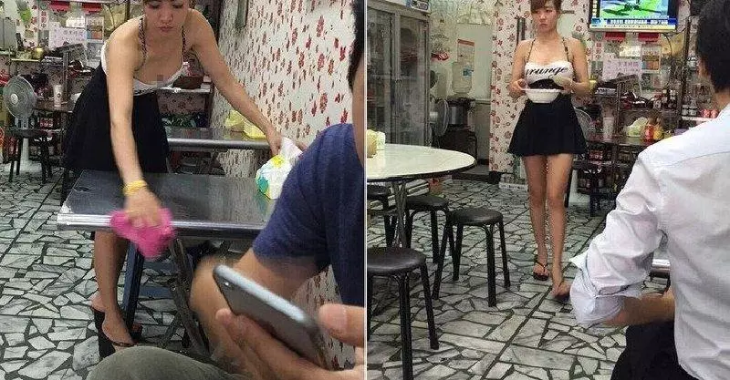 穿這樣上菜真的太過分了,板橋越南美味老闆娘上菜 網友直呼好逼人