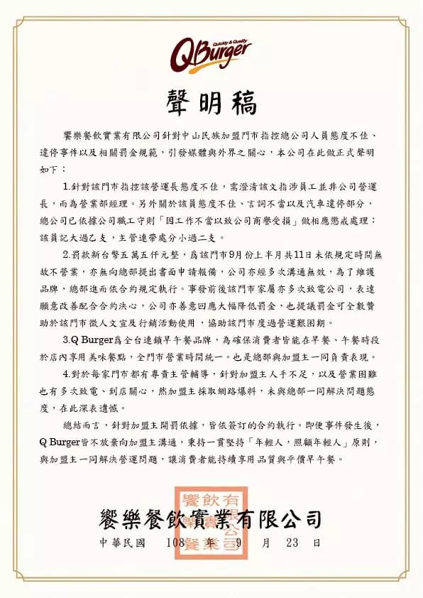加盟業者因人手不足提早關店被總店罰55000,捧了300萬的加盟金創業卻是倍受限制