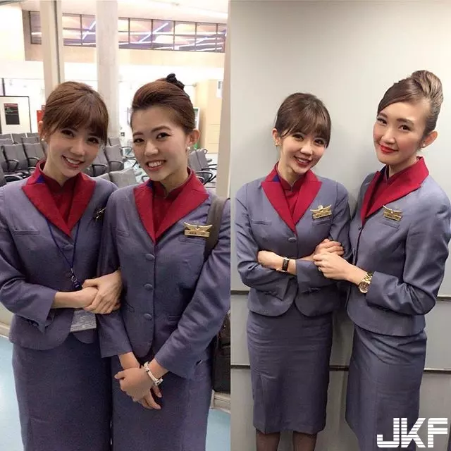 華航甜美正妹空姐Qbee張比比機上拍照 網友:製服變好撐喔!