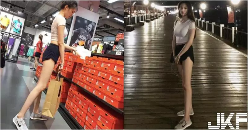 逛街驚見「長腿正妹」挑球鞋!小熱褲下太猖狂!IG裡面滿滿腿照啊!